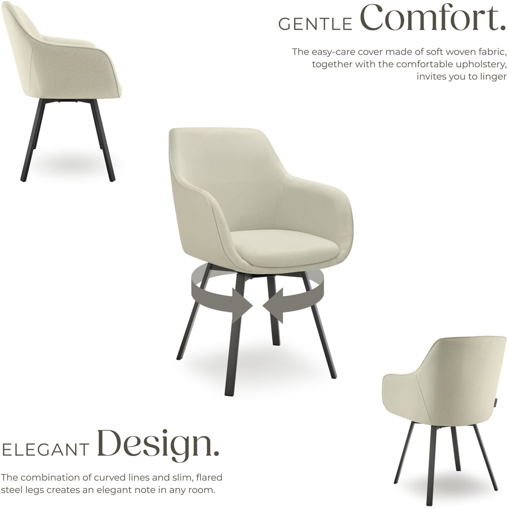 tectake Hellen Set of 4 Cream and Black Shell Shaped Velvet Accent Chair Image 3