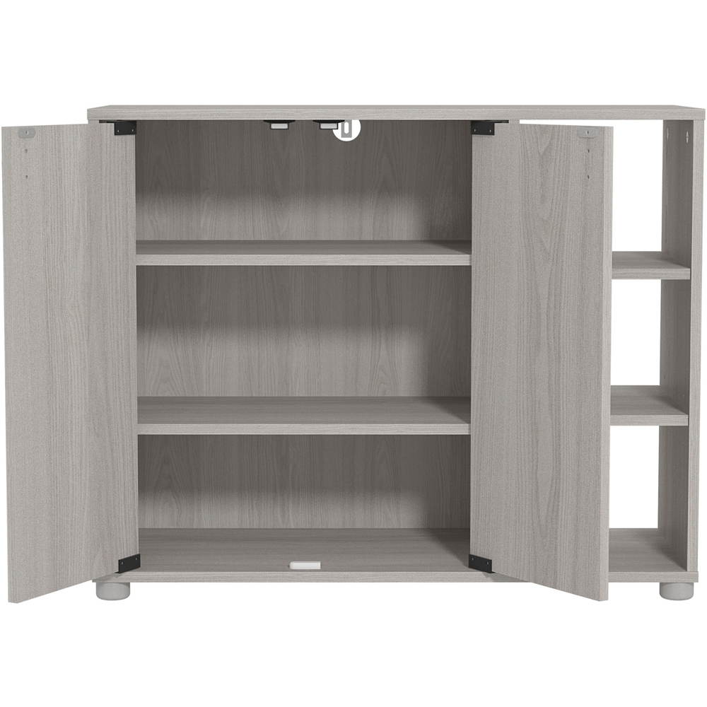 GFW Bideford Grey Oak Shoe Cabinet with Open Storage Image 4