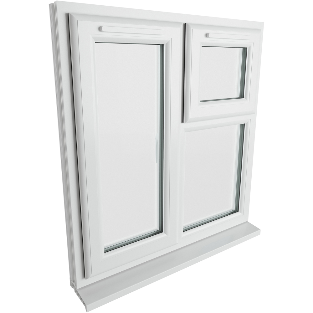Crystal uPVC Double Glazed Window LH Side Hung and Top Opener White Clear Glass 905x965mm Image 9