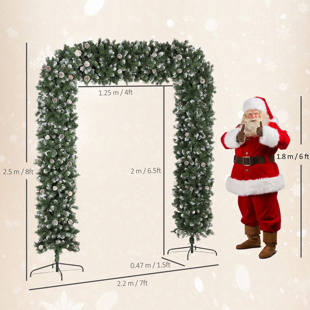HOMCOM Single Door Frosted Snow Green Christmas Tree Arch 8.2ft Image 9