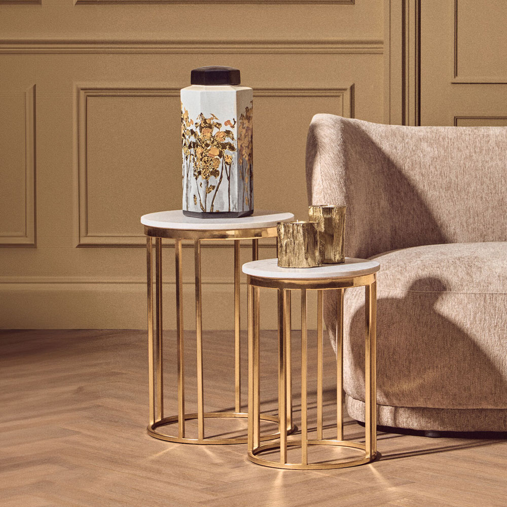 Premier Housewares Templar Linear Design Side Table Set of 2 Image 3