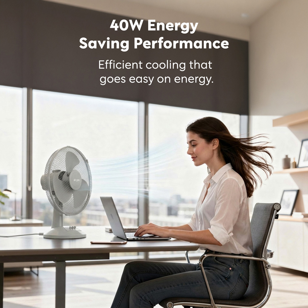 Air Pro Grey Oscillating Portable Quiet Desk Fan 12 inch Image 6
