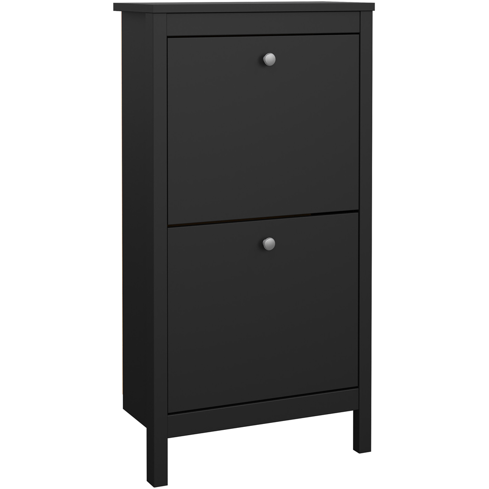 Florence Madrid 2 Flip Down Doors Matt Black Shoe Cabinet Image 2