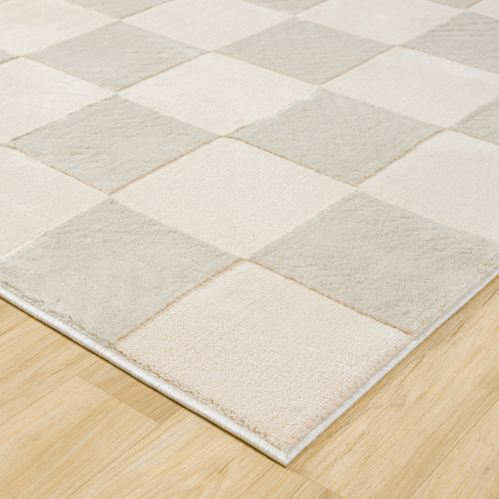 Desire Rugs Vellure Cream Metallic Sheen Grid Design Rug 120 x 170cm Image 3