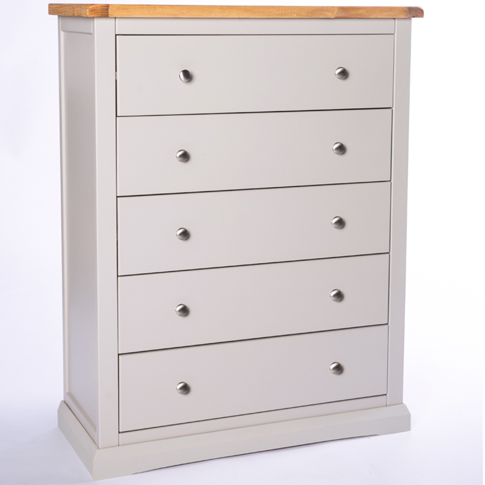 Cabinet Bits Loreo 5 Drawer Grey Chrome Knob Chest of Drawers Image 2