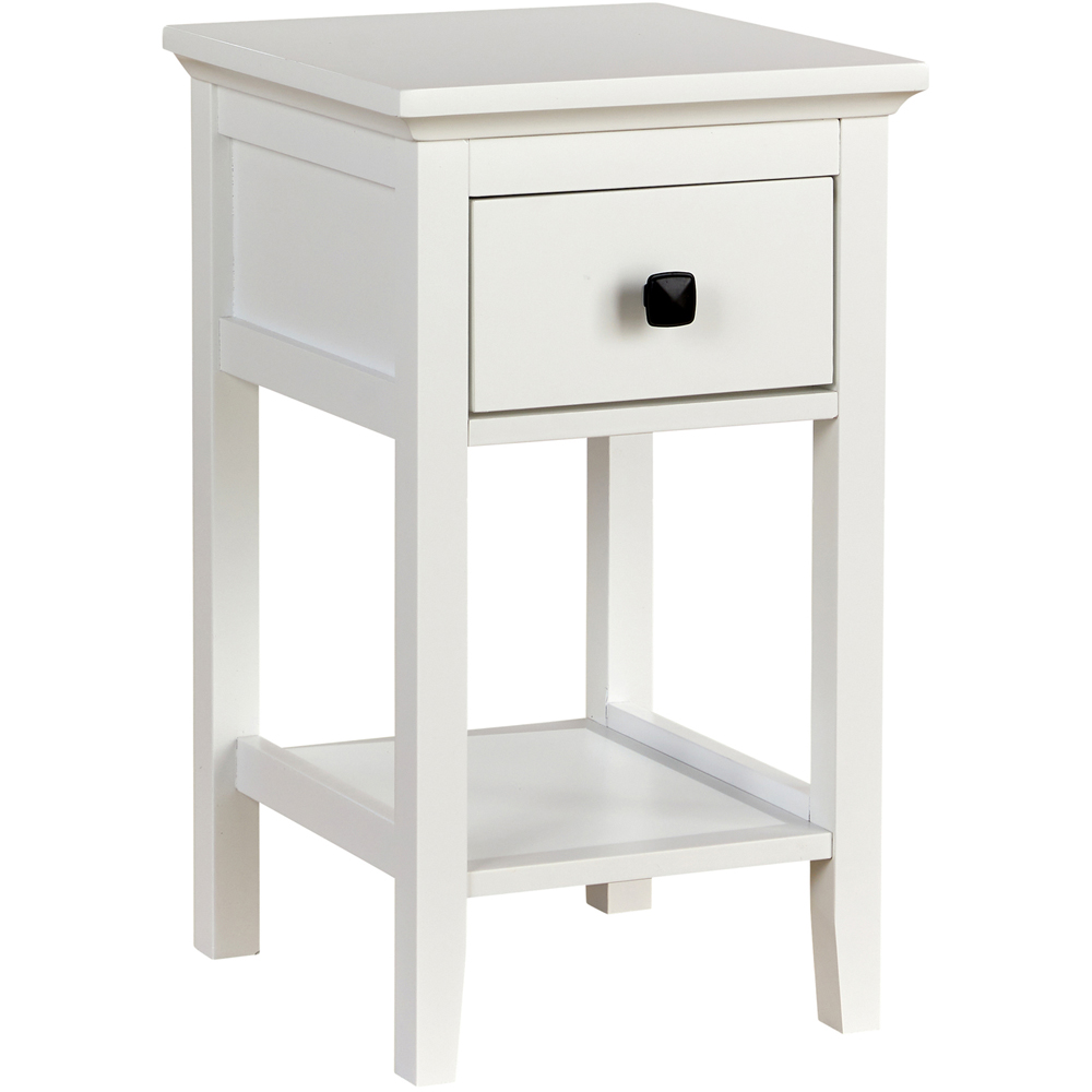 Home Source Single Drawer White Bedside Table Image 2