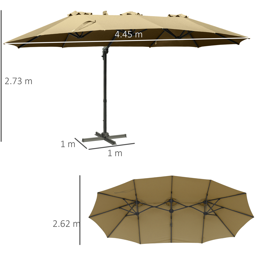 Outsunny Khaki Crank Handle Double Sided Parasol with Cross Base 4.5m Image 7