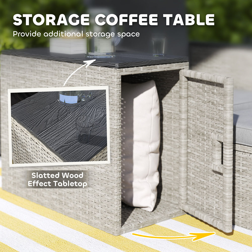 Outsunny 2 Seater Grey Rattan Garden Furniture Set Image 8