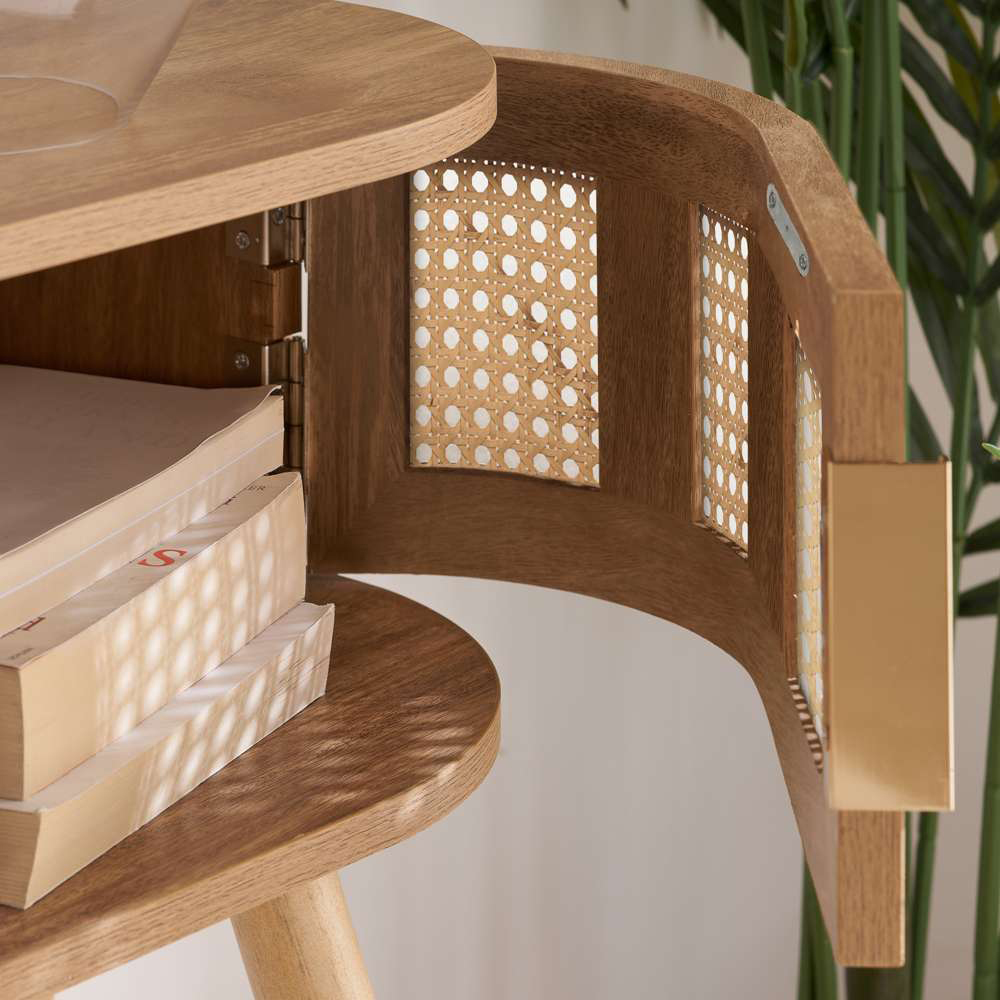 Birlea Noah 2 Door Single Shelf Rattan Effect Console Table Image 6