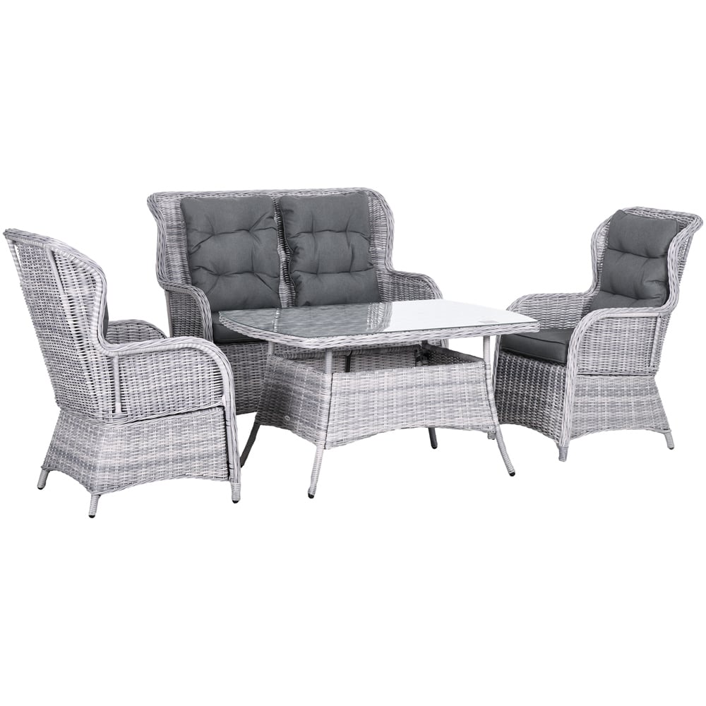 Outsunny 4 Seater Mixed Grey Wicker Rattan Sectional Garden Patio Sofa Set Image 2