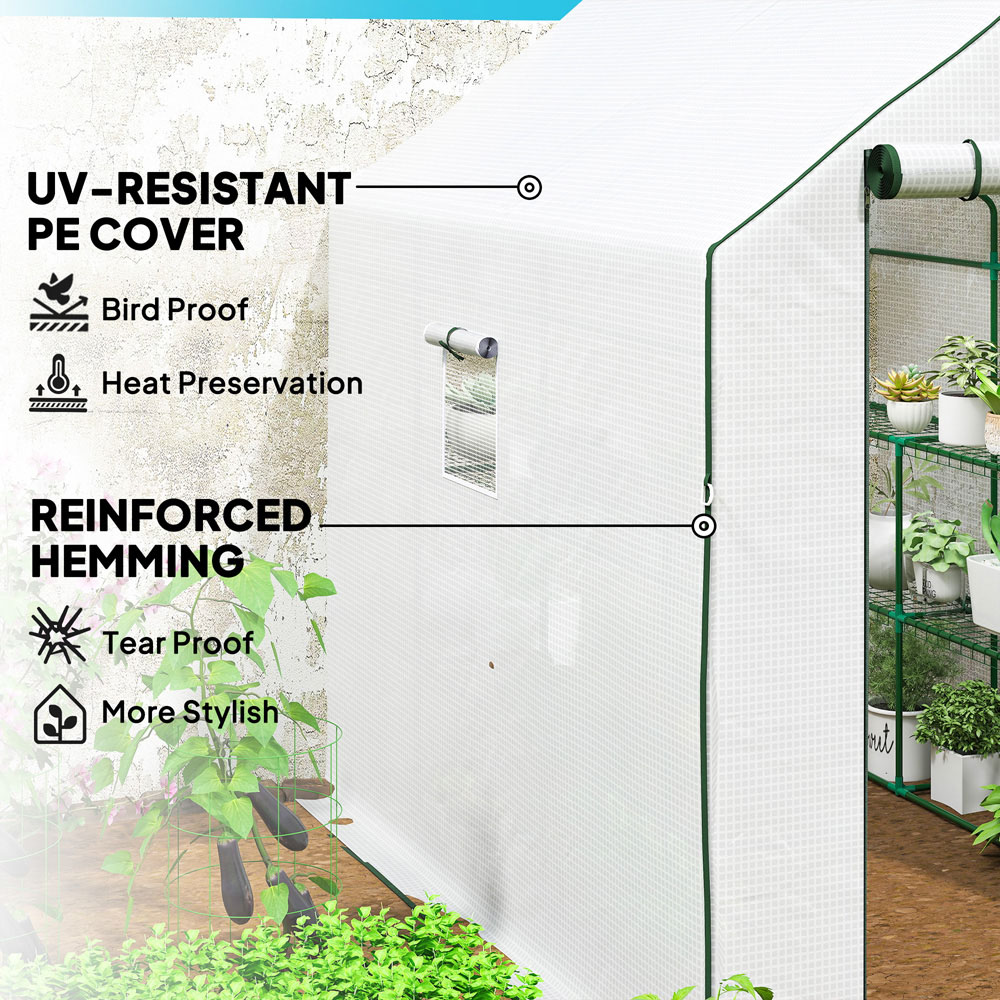 Outsunny White Plastic 4.5 x 7ft Walk In Greenhouse Image 5