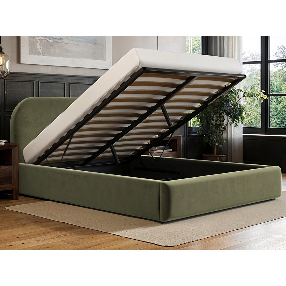 Flair Alba King Size Khaki Velvet Ottoman Bed Image 4