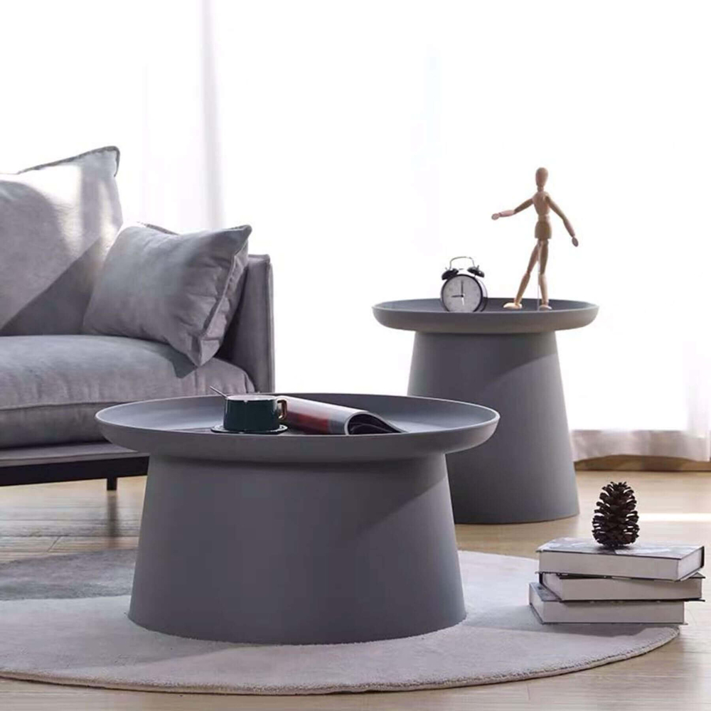 Home Source Grey Round Side Table 70cm Image 4