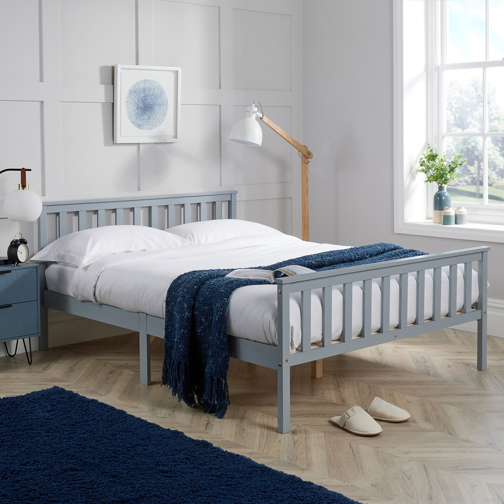 Home Source Florida Double Grey Wooden Bed Frame Image 6