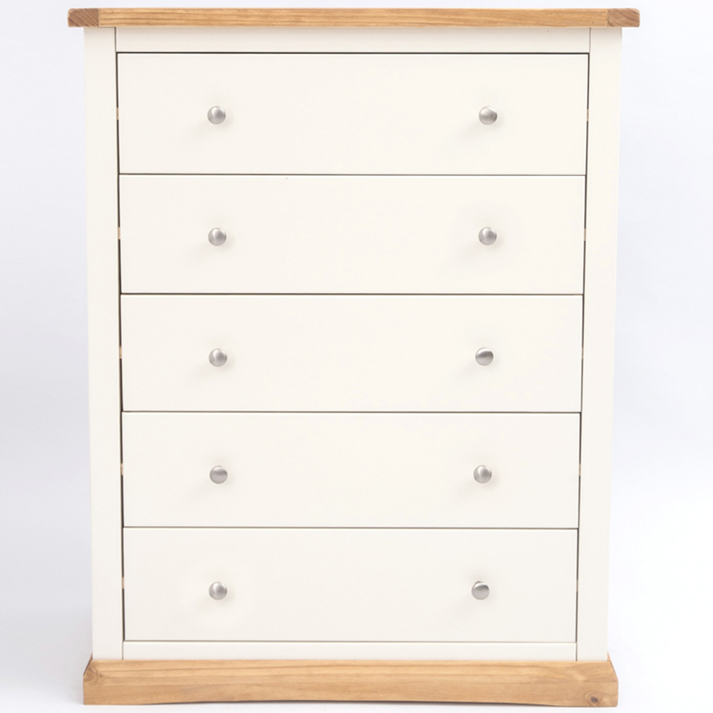 Cabinet Bits Trevi 5 Drawer White Chrome Knob Chest of Drawers Image 2