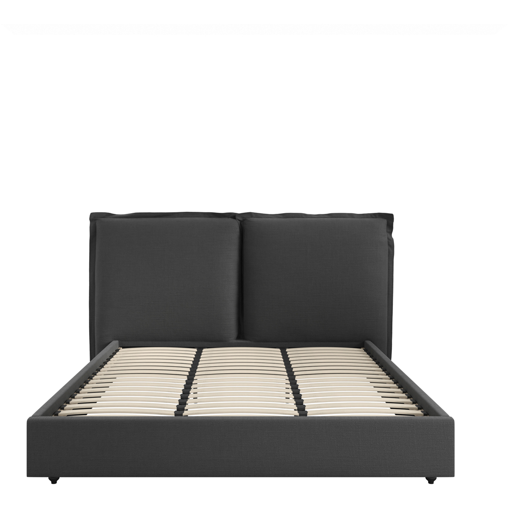 LPD Home Sunday Deep Grey Super King Size Linen Blend Fabric Bed with Pillow-Style Headboard Image 3