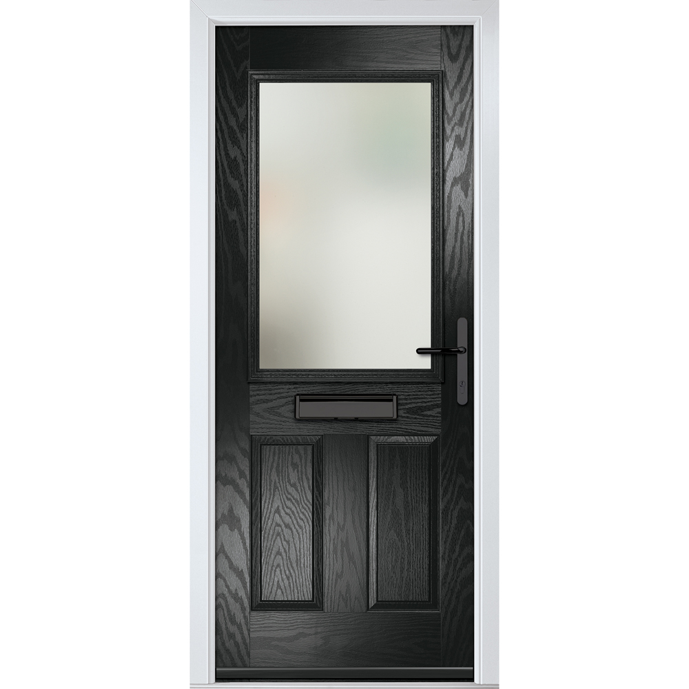 Crystal-Direct Lytham Black GRP Clear Glass Left Hand Open Front Door 2090 x 890mm Image 1