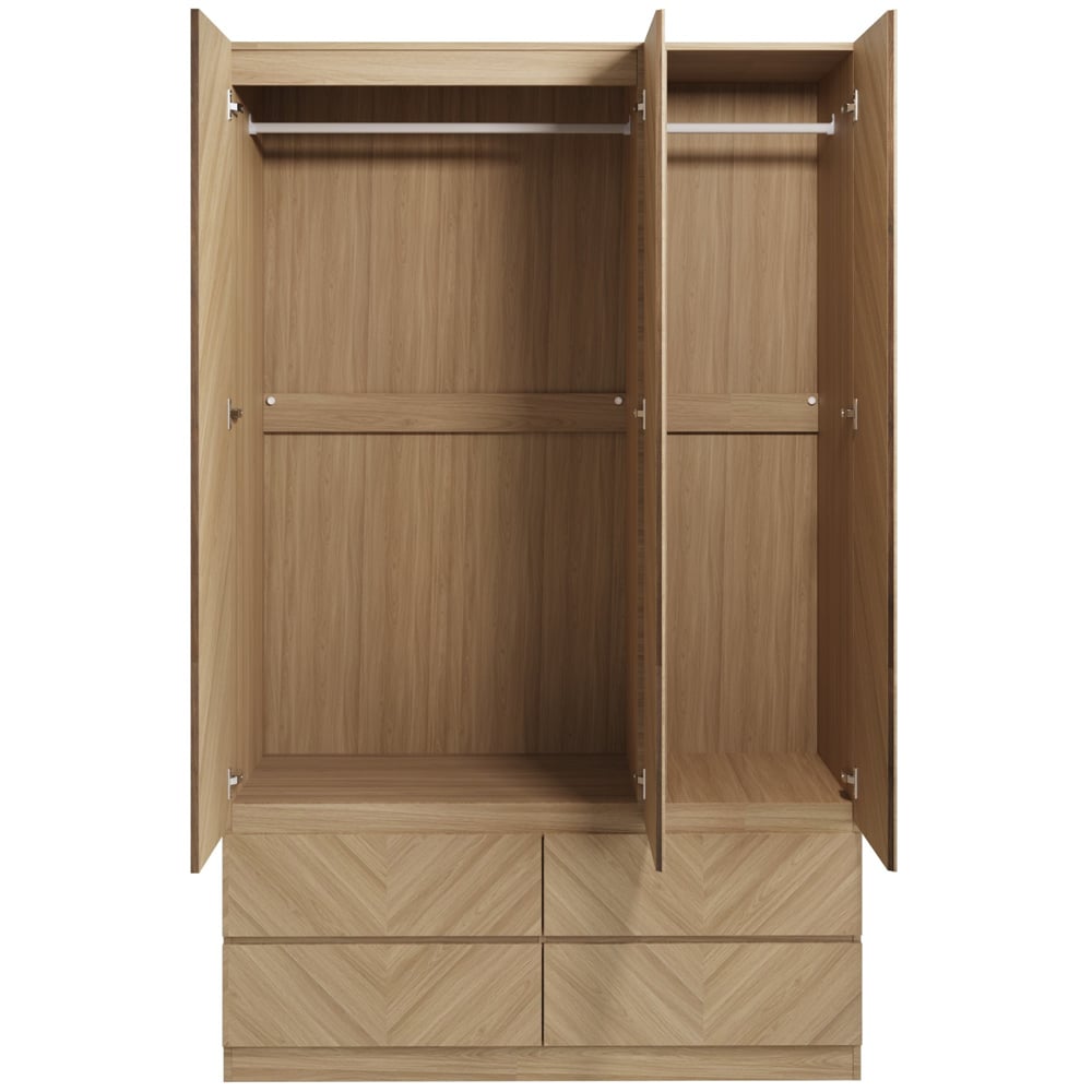 GFW Catania 3 Door 4 Drawer Euro Oak Wood Wardrobe Image 3
