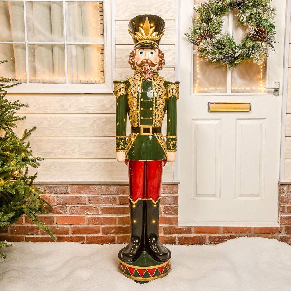 The Christmas Centre Dark Green Red and Black LED Lights Traditional Nutcracker Soldier 5ft Image 2