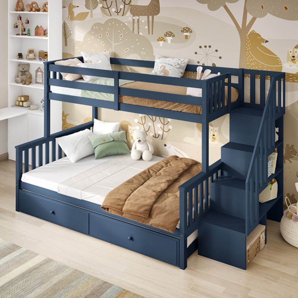 Flair Tag Navy Triple Staircase Bunk Bed with Trundle Image 5
