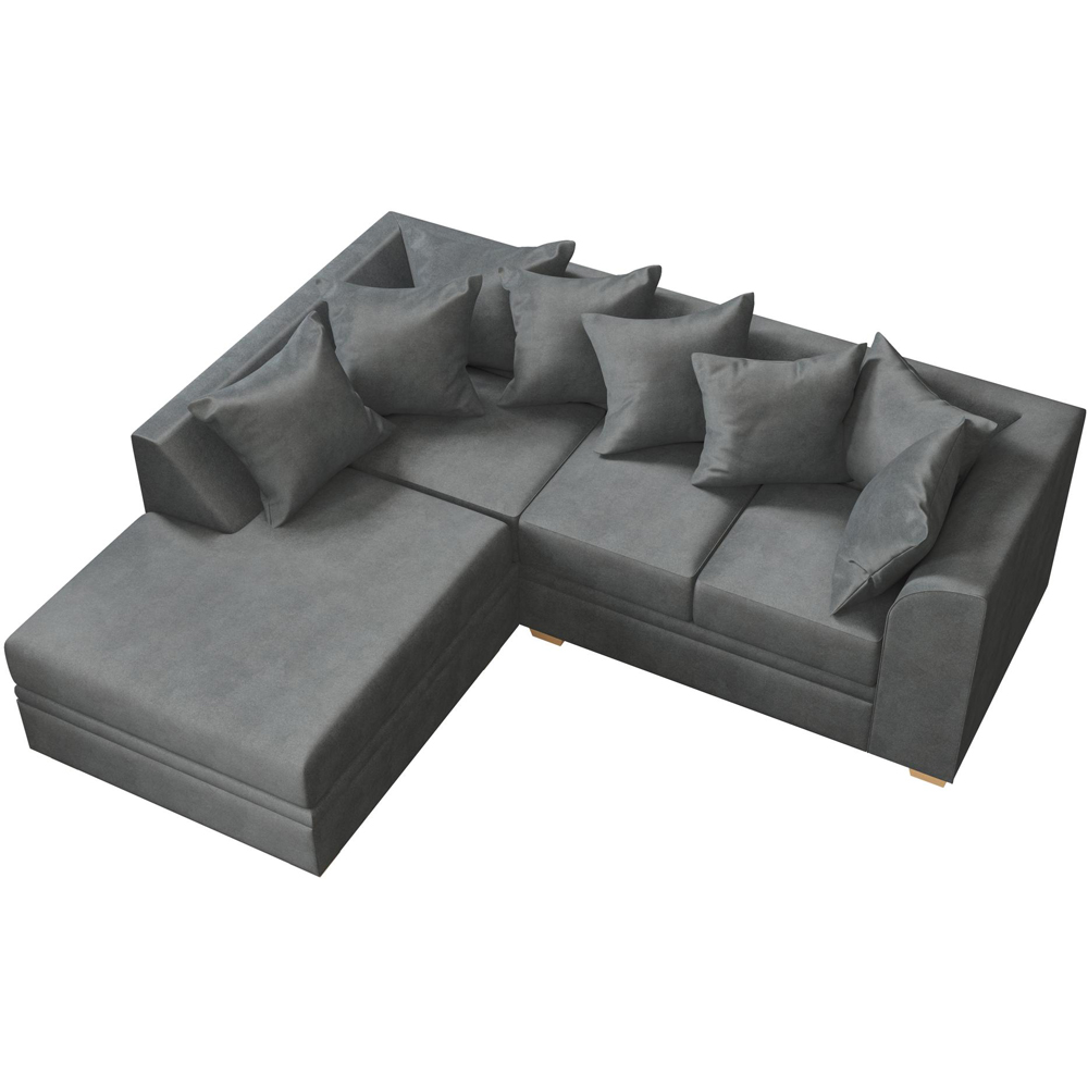 Modo 3 Seater Steel Plush Velvet Left Hand Scatter Back L-Shape Corner Sofa Image 4