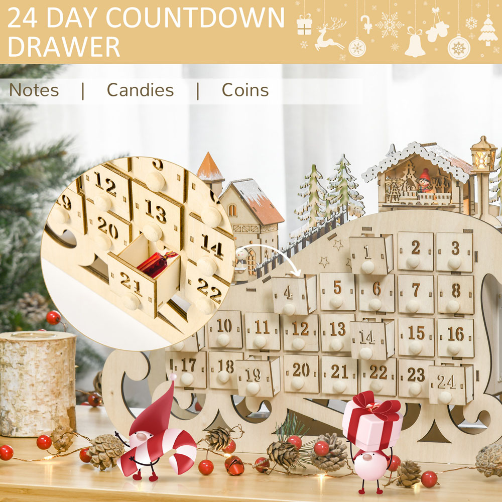 Everglow Light Up Wooden Village with Countdown Drawer Christmas Advent Calendar Image 5