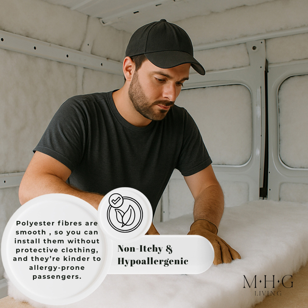 MHG Living White Non-Itch Polyester Thermal Lining Campervan Insulation Roll 8m x 570 x 110mm Image 5