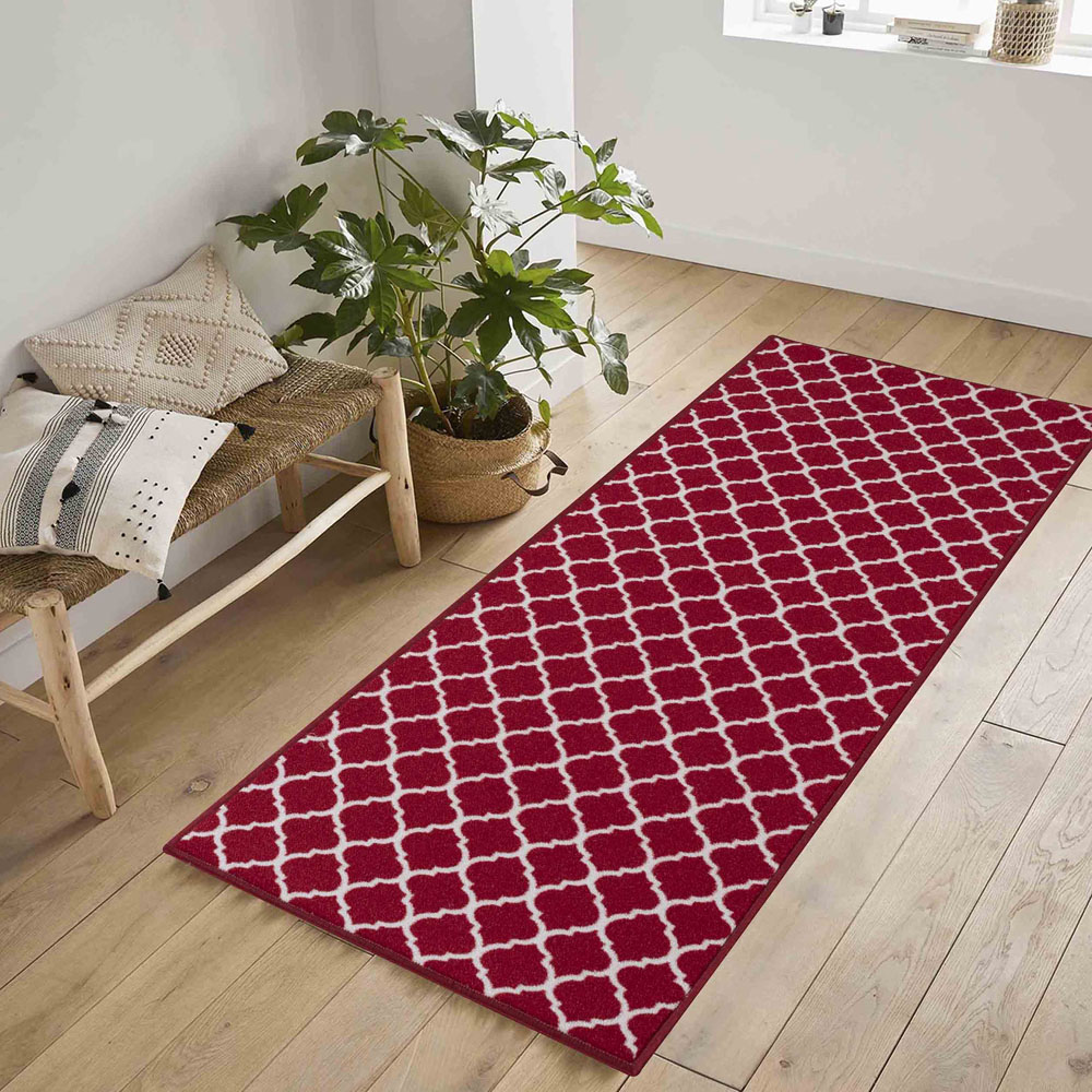 Desire Rugs Havana Red Trellis Anti Slip Door Mat 150 x 80cm Image 4