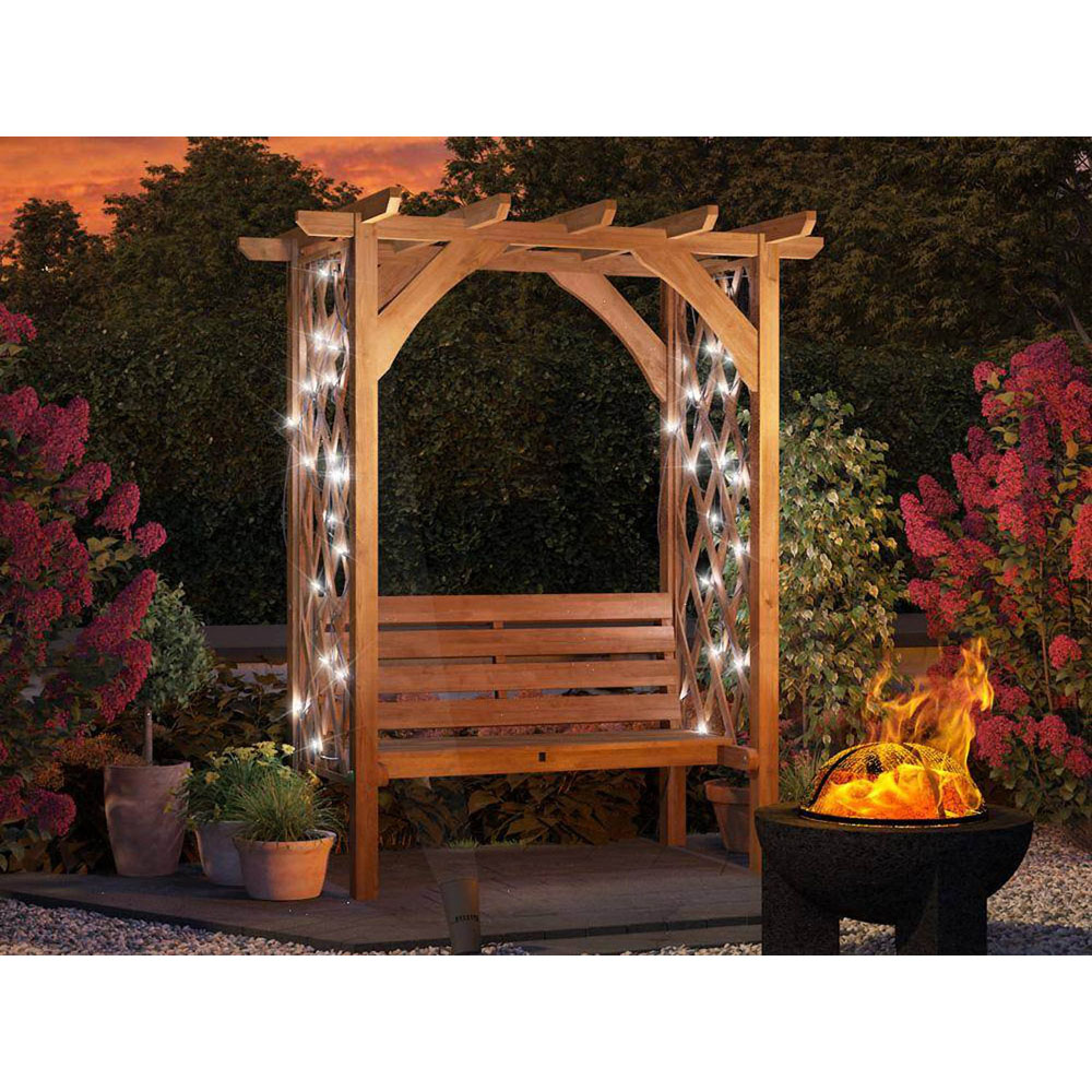 Dunster House Jasmine 2 Seater 6.5 x 5ft Brown Garden Pergola Arbour with Lattice Trellis Image 5