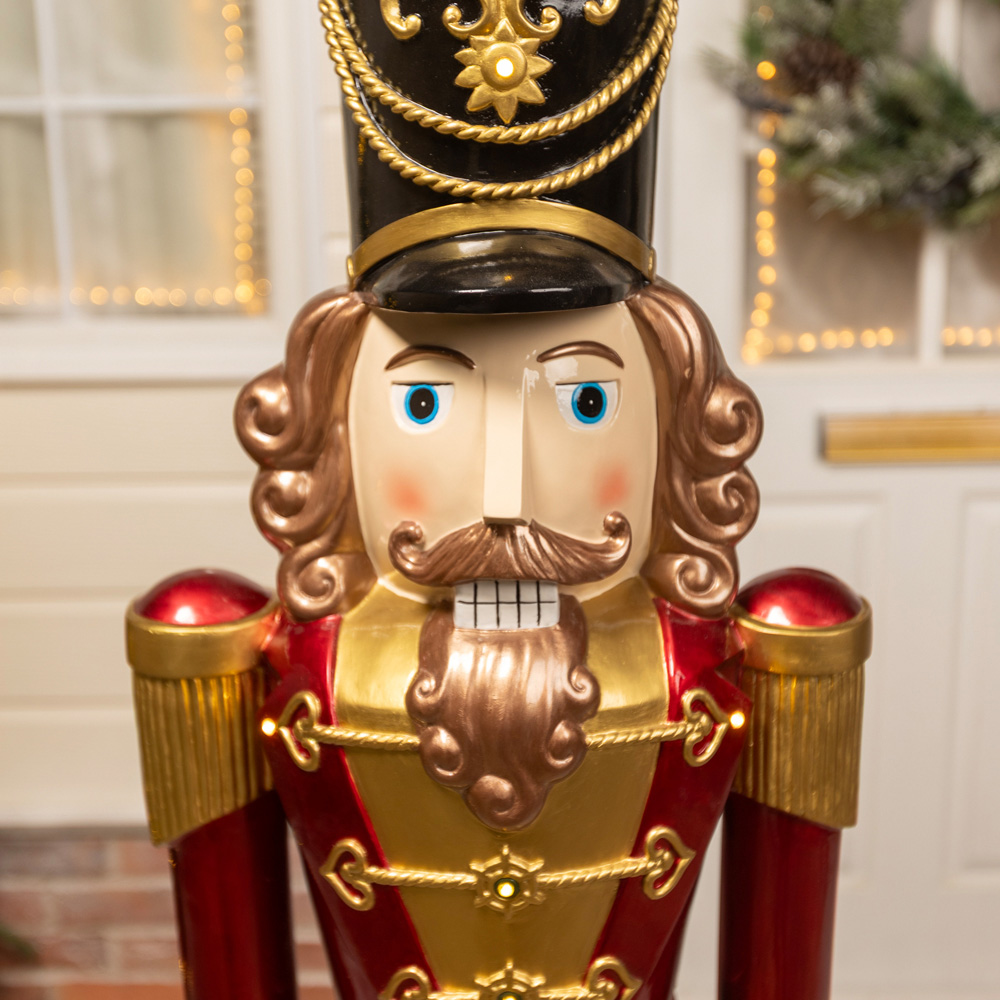 The Christmas Centre Red Black and Green LED Lights Traditional Nutcracker Soldier 5ft Image 3