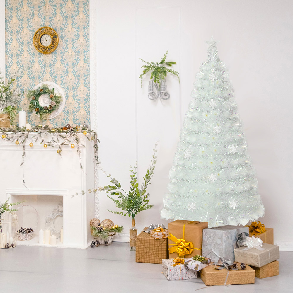 Costway 24 Multicolour LED White Fibre Optic Pre-Lit Artificial Christmas Tree 5ft Image 2
