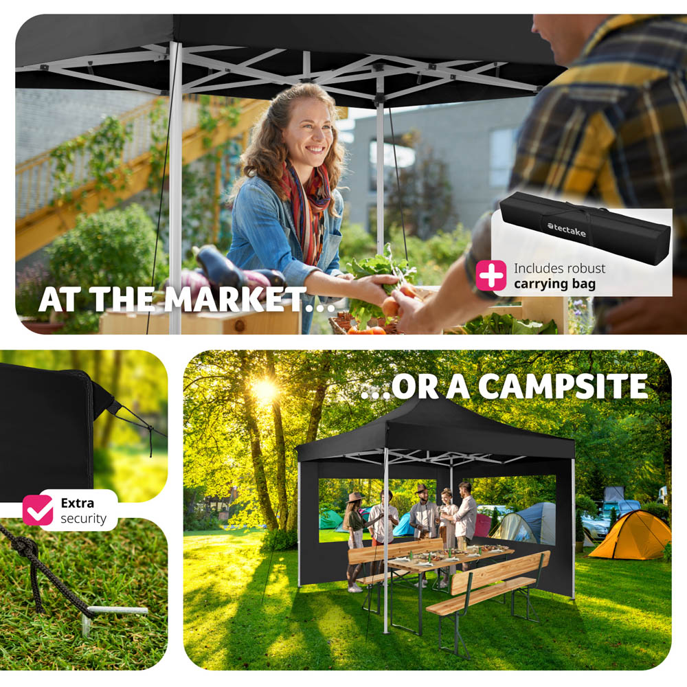 tectake Olivia 3 x 3m Black Aluminium Frame Gazebo Image 7
