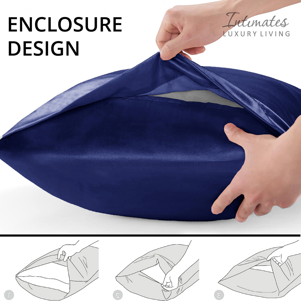 Intimates King Size Navy Satin Bedding Set Image 7