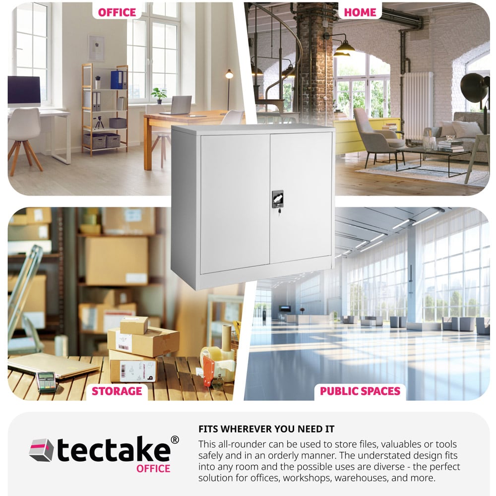 tectake 2 Door 3 Shelf Grey Filing Cabinet Image 8