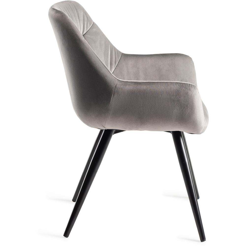 Bentley Designs Dali Set of 2 Grey Velvet Fabric Upholstered Chair Image 4