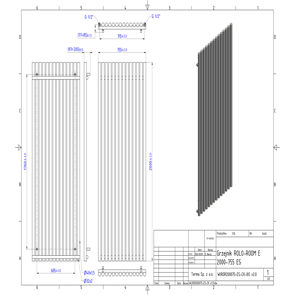 Terma Rolo-Room E Wi-Fi Quartz Mocha Electric Radiator 2000W 2000 x 755mm Image 9