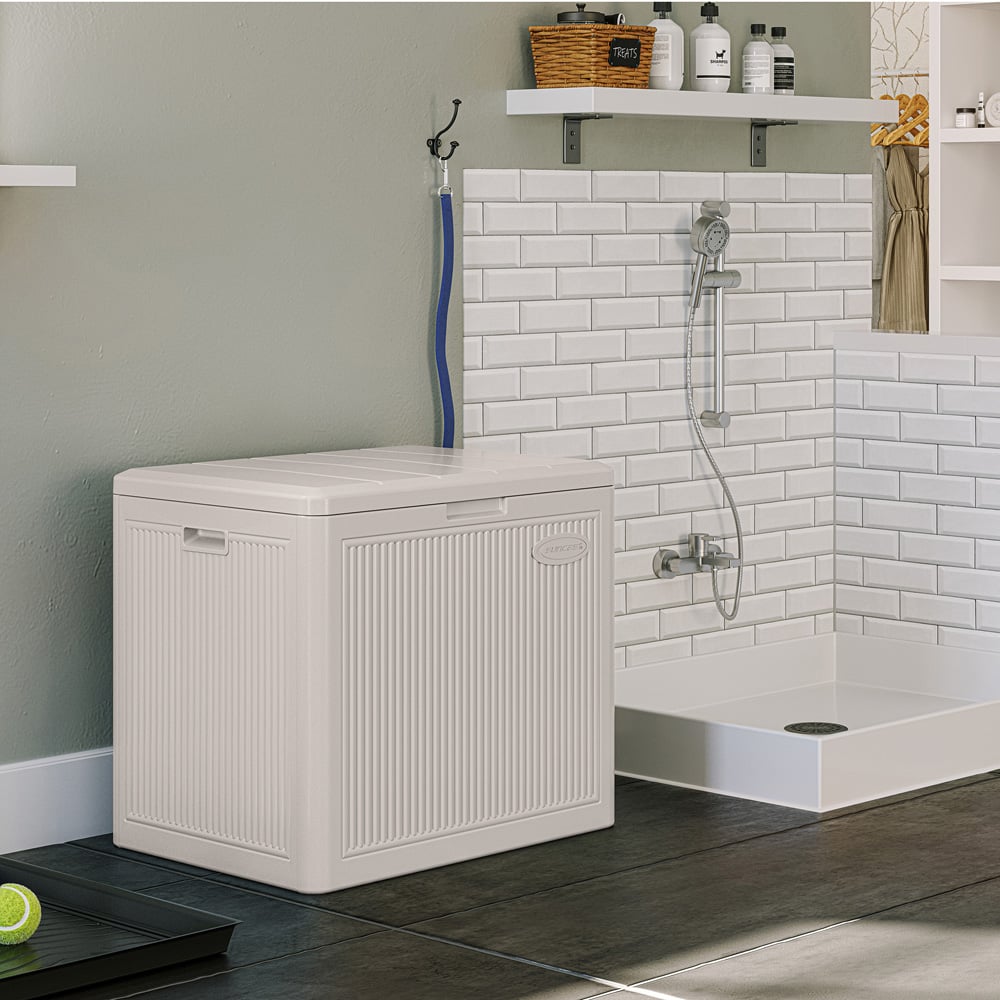 Suncast New York 83L Light French Grey Storage Box Image 5