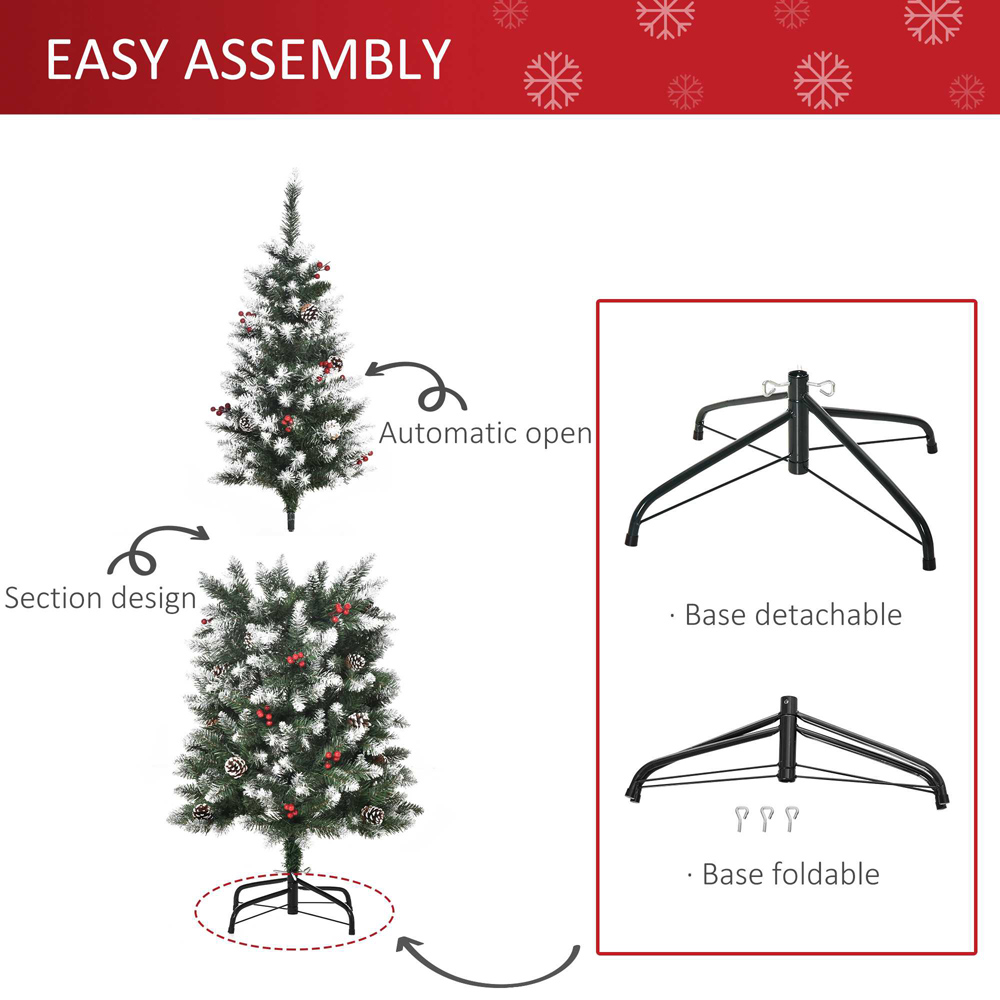 Everglow Snow Dipped Green Artificial Christmas Tree with Foldable Feet 5ft Image 6