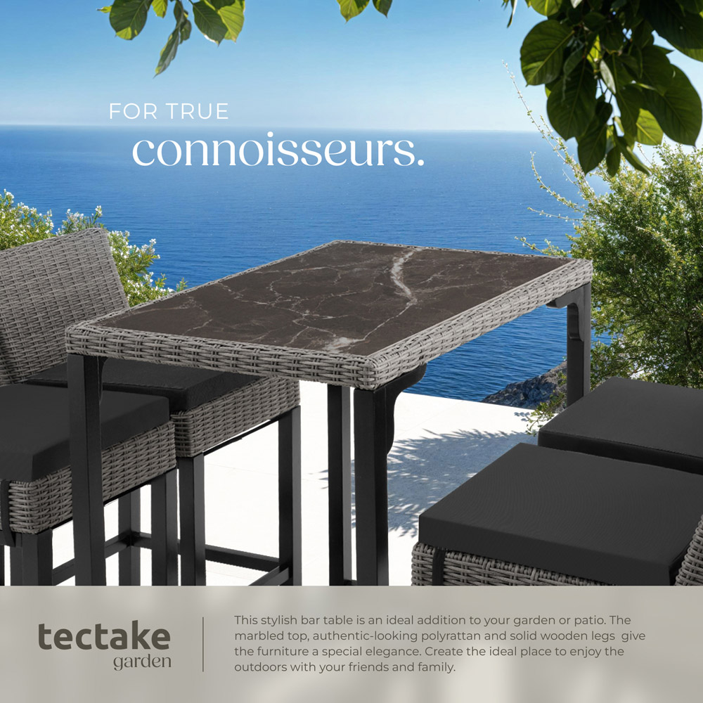 tectake 4 Seater Grey Polyrattan Garden Bar Bistro Table Image 5