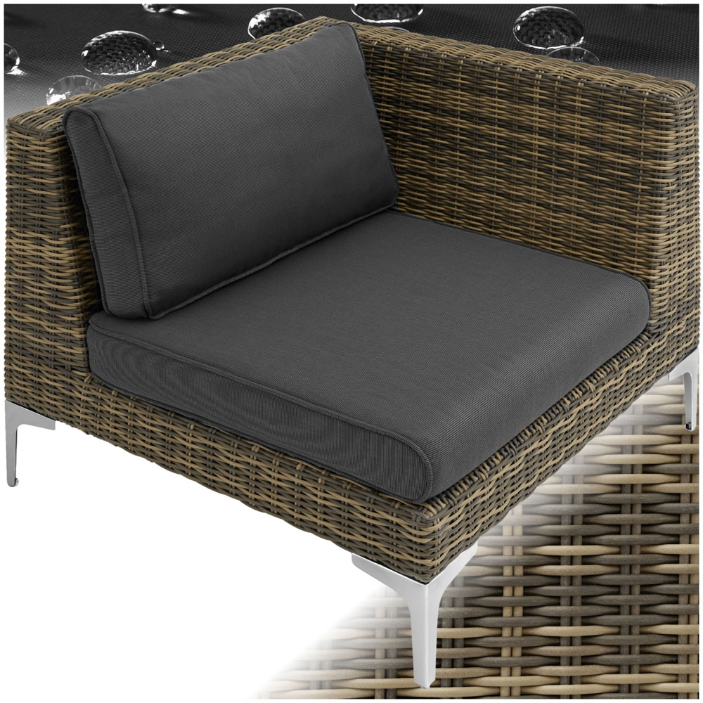 tectake Villanova Rattan Left Corner Garden Chair with Cushion Image 2