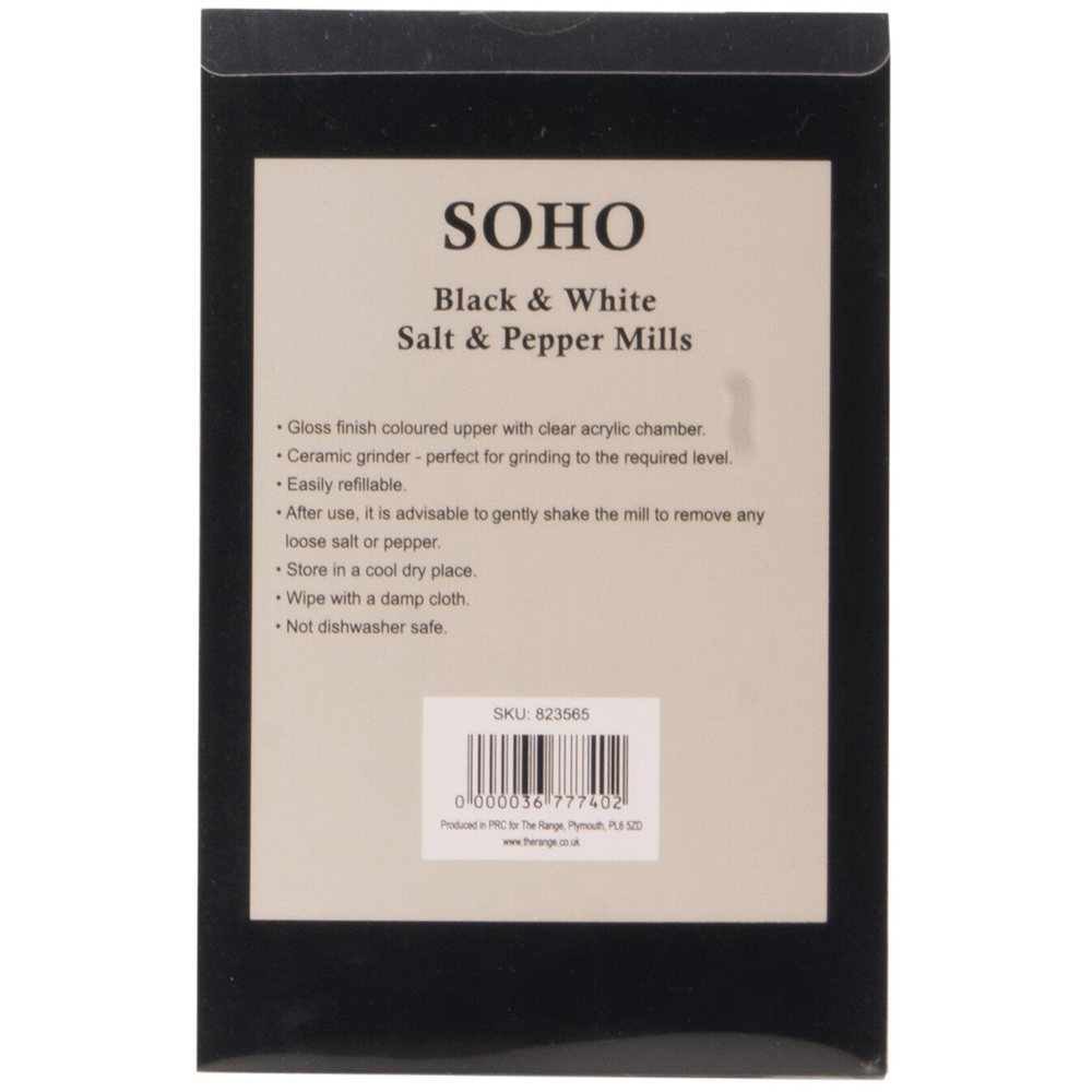 Soho Black and White Salt and Pepper Mill Set Image 2