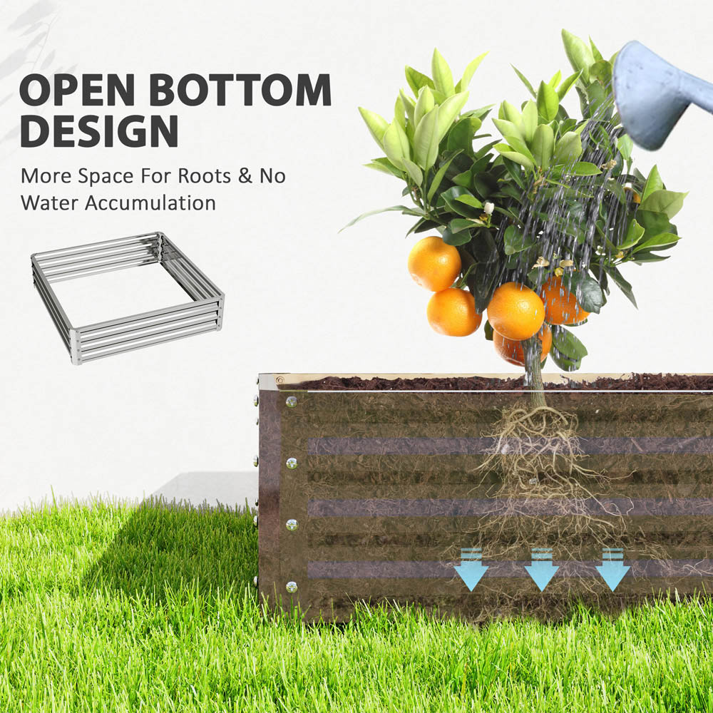 Outsunny Light Silver Tone Metal Raised Garden Bed 120 x 120cm Image 6