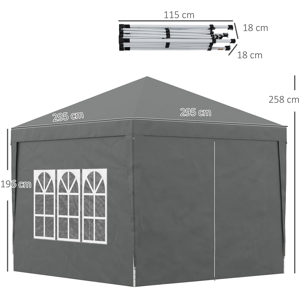 Outsunny 3 x 3m Grey Pop Up Gazebo with Windows Image 7