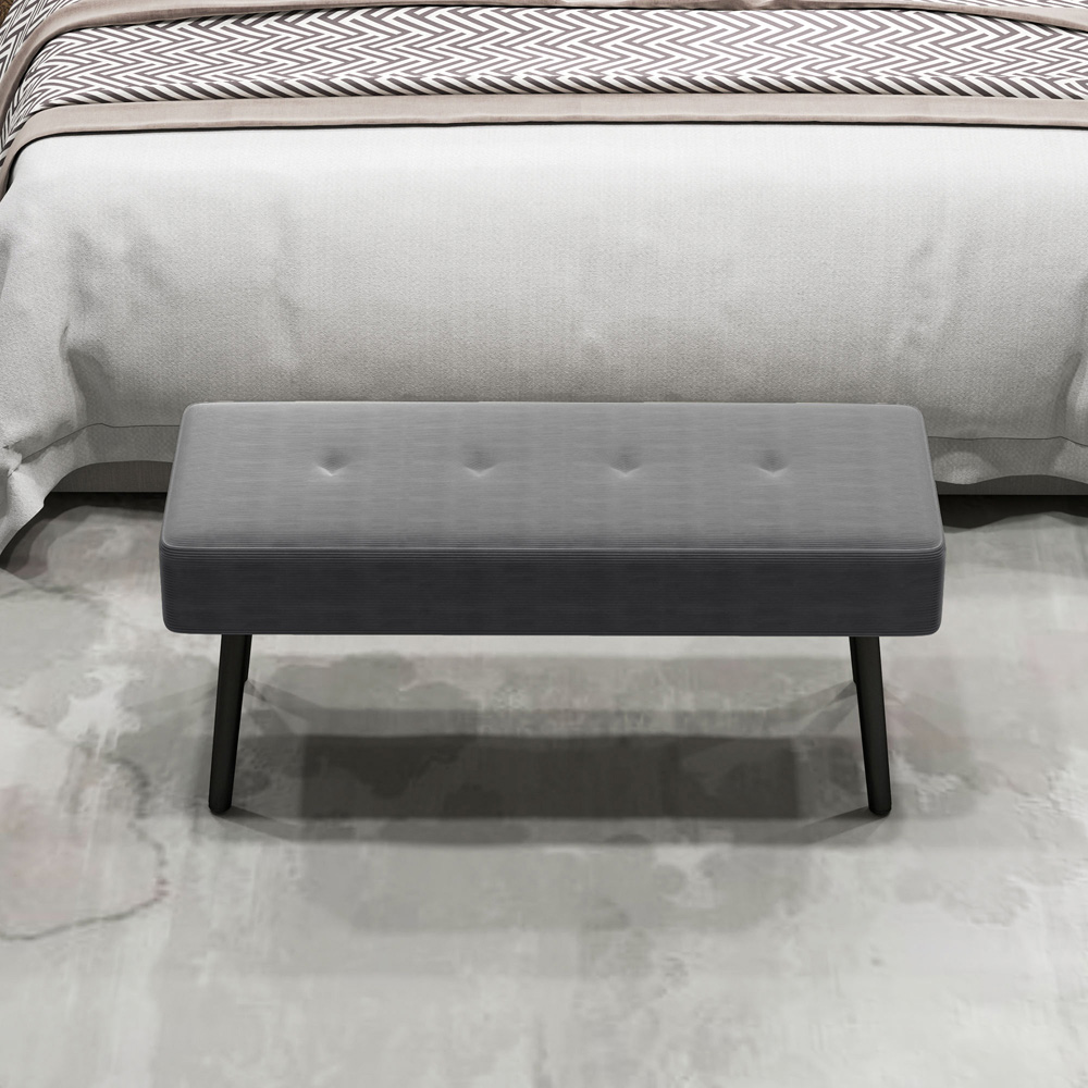 Portland Grey End of Bed Bench with Thick Padding Image 3