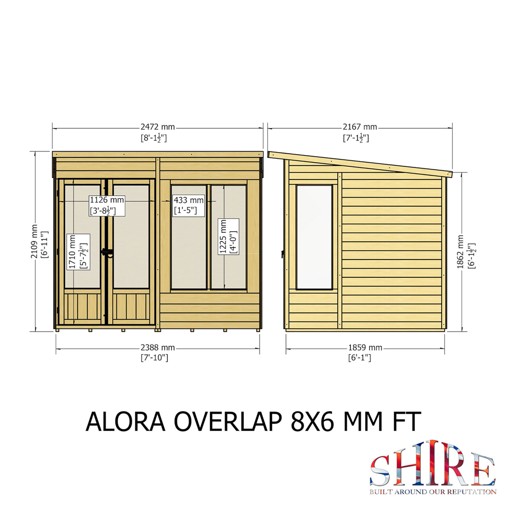 Shire GB Alora 8 x 6ft Pent Overlap Summerhouse Image 9