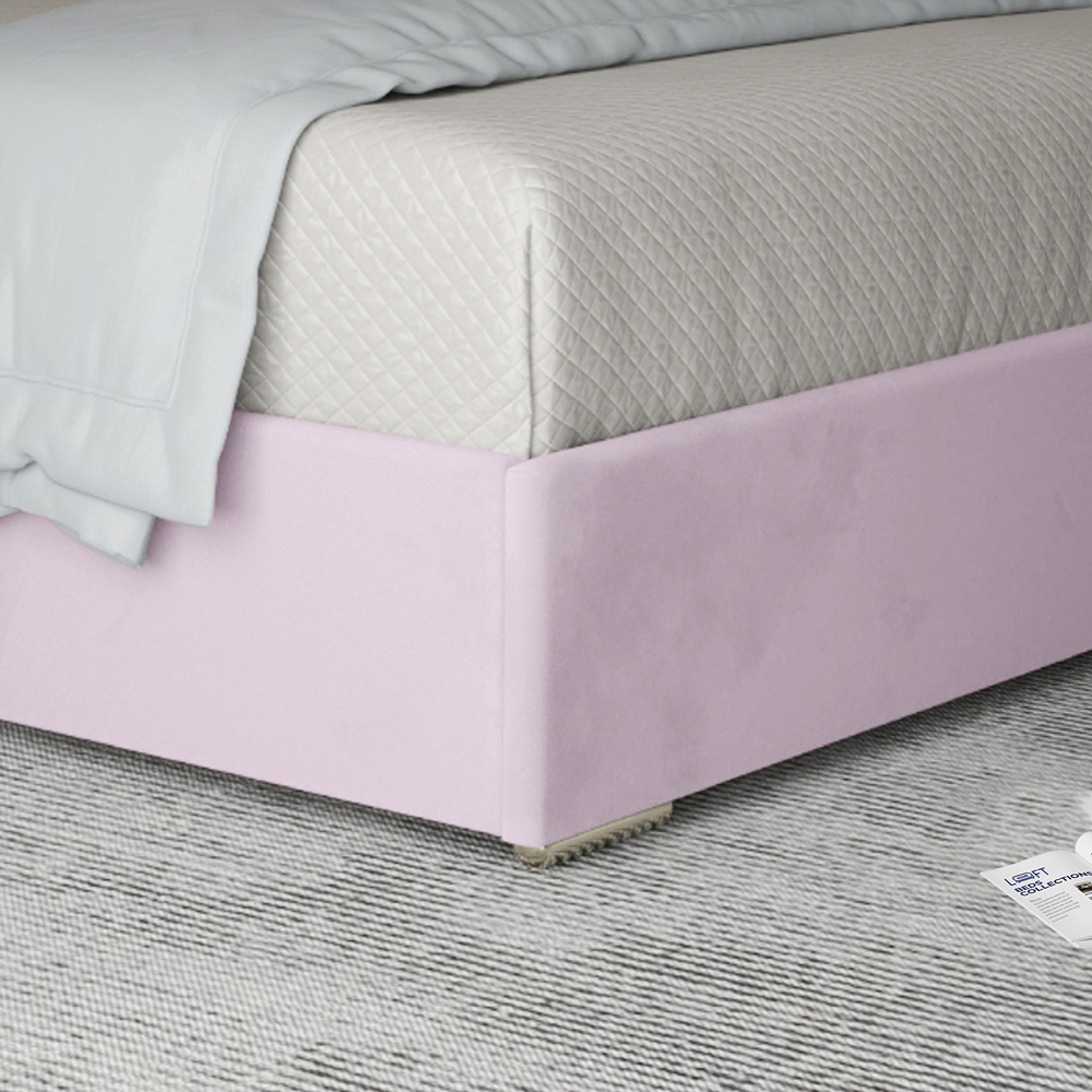 Mayfair Pink Double Velvet Upholstered Metal Bed Frame with Panelled Headboard Image 4
