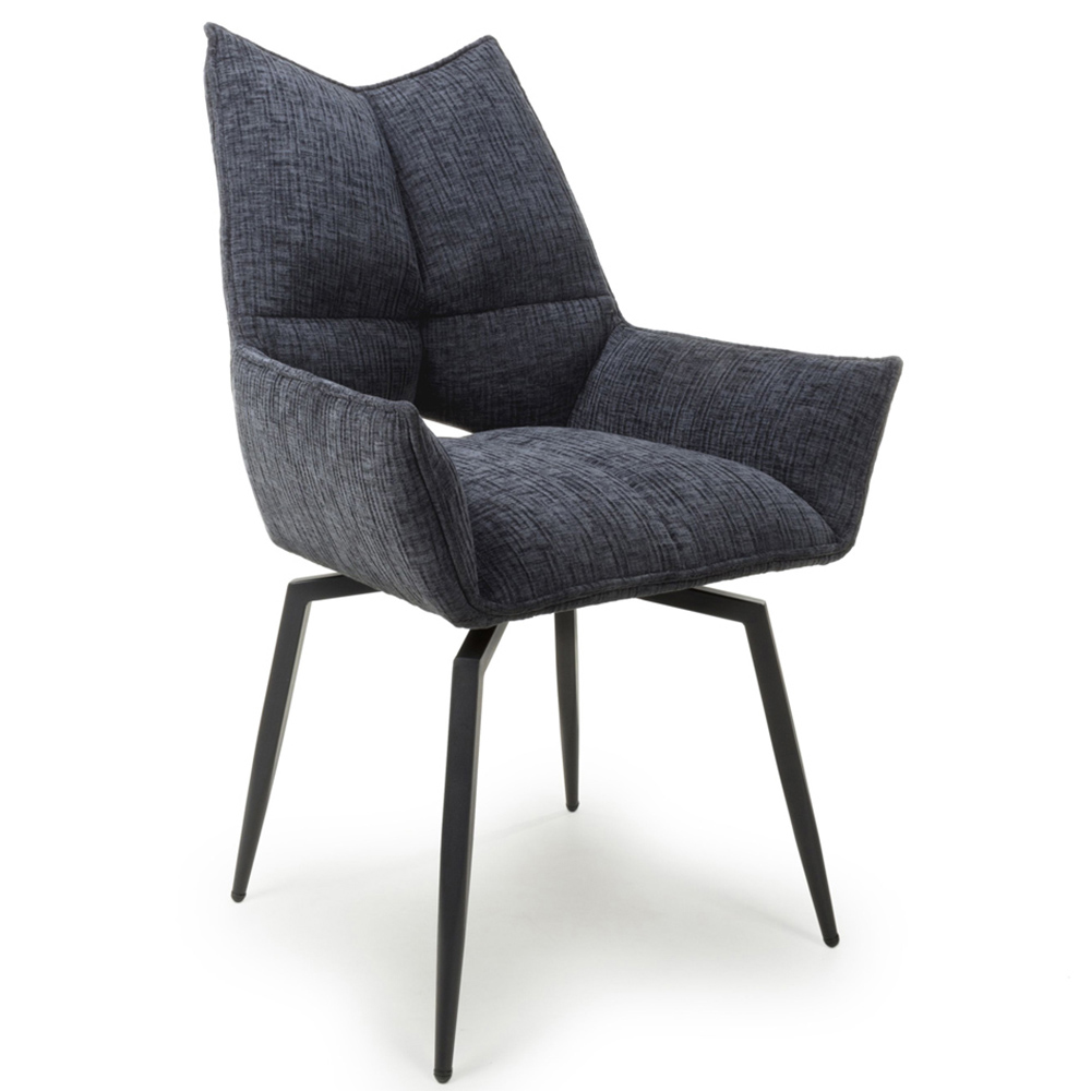 Shankar Dakar Set of 2 Charcoal Swivel Textured Dining Chair Image 2