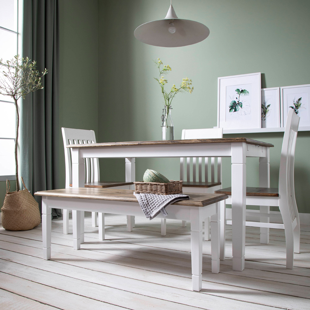 Noa and Nani Canterbury White and Dark Pine Hallway Bench 127cm Image 8