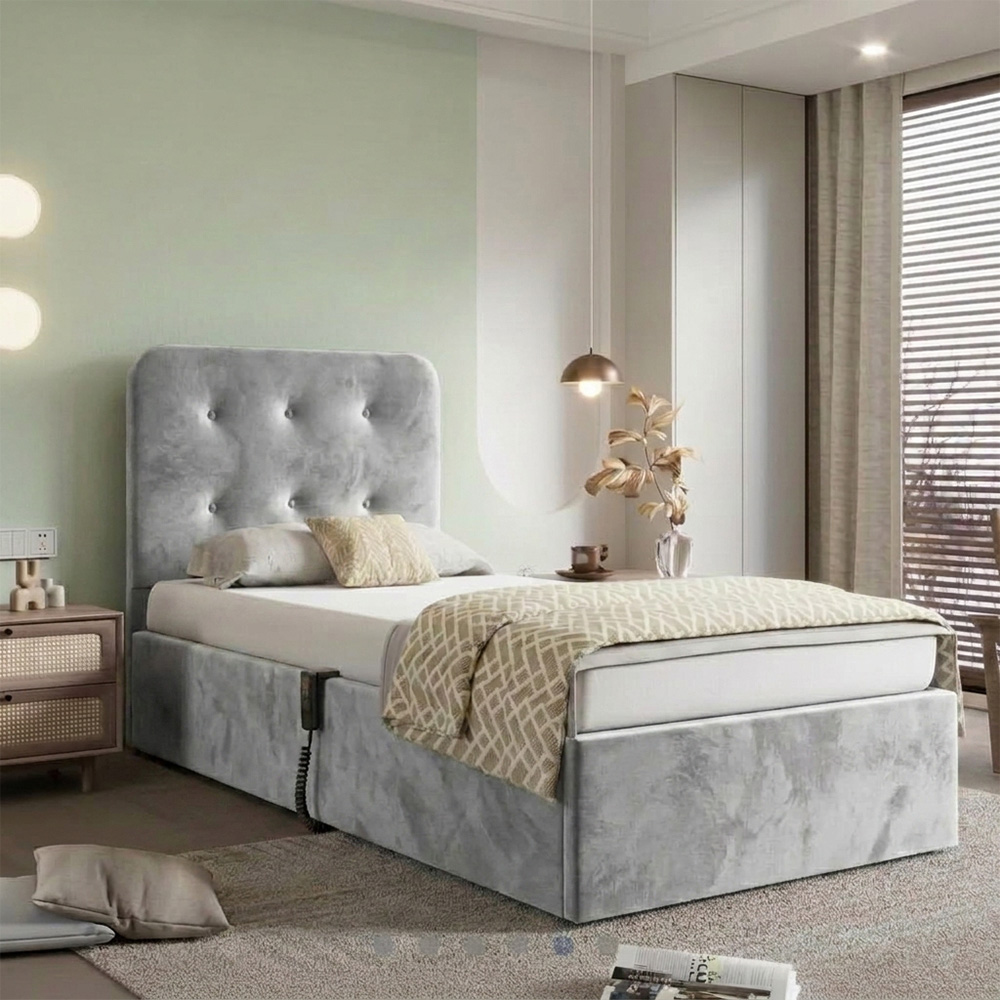 Paradise Beds The Linda Silver Double Adjustable Mobility Bed with Mattress and Headboard Image 2