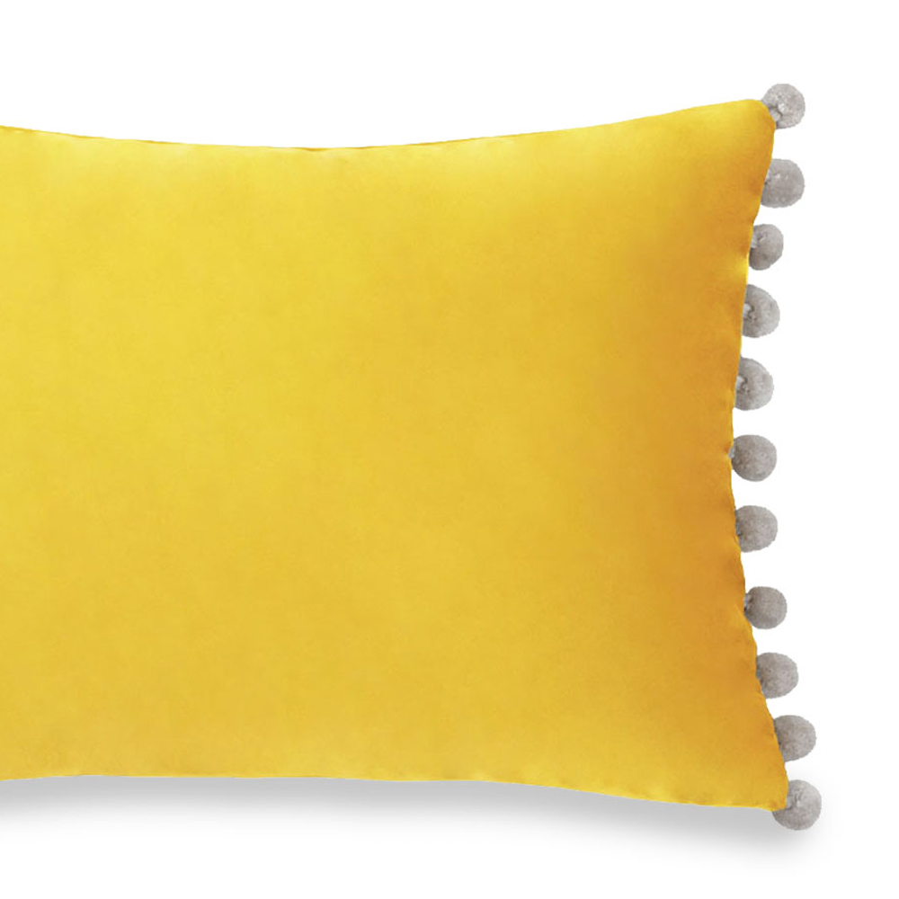 Paoletti Fiesta Mimosa Silver Pom Pom Velvet Cushion Image 3